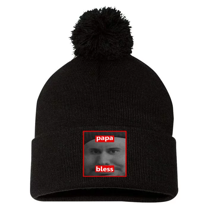 Papa Bless Funny Photo Meme Pom Pom 12in Knit Beanie