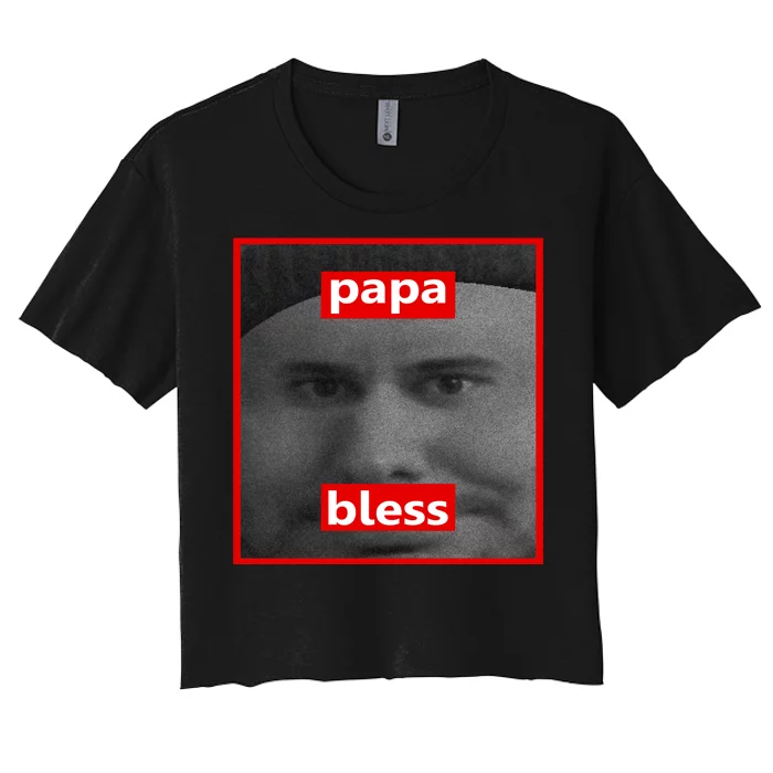 Papa Bless Funny Photo Meme Women's Crop Top Tee