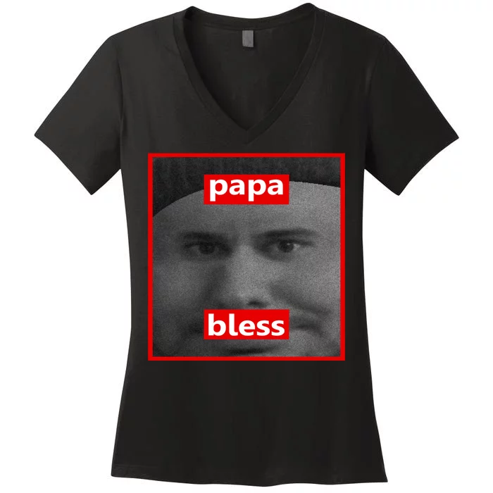 Papa Bless Funny Photo Meme Women's V-Neck T-Shirt