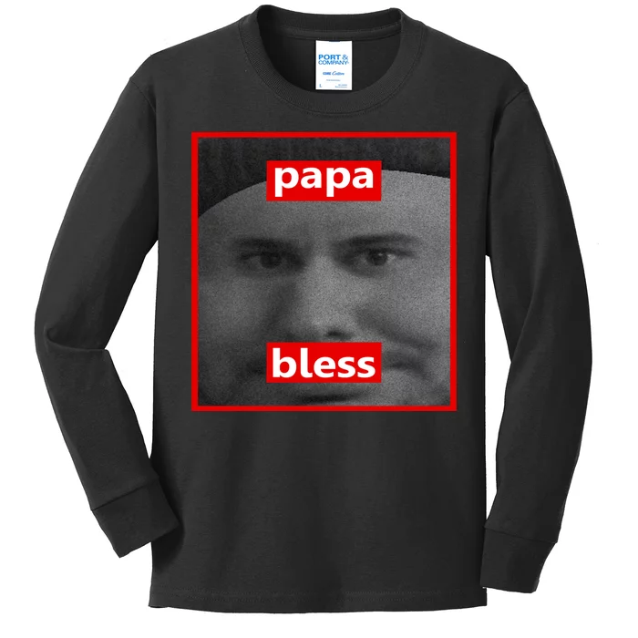 Papa Bless Funny Photo Meme Kids Long Sleeve Shirt