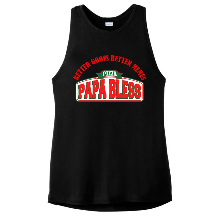 Papa Bless Pizza Better Goofs Better Memes Funny Meme Ladies Tri-Blend Wicking Tank