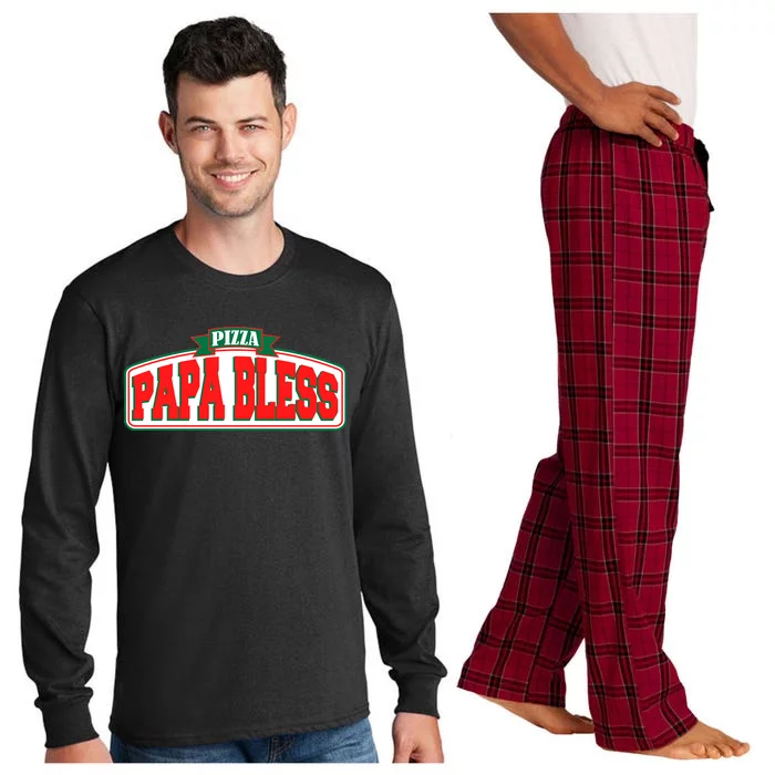 Papa Bless Pizza Funny Meme Prank Logo Long Sleeve Pajama Set