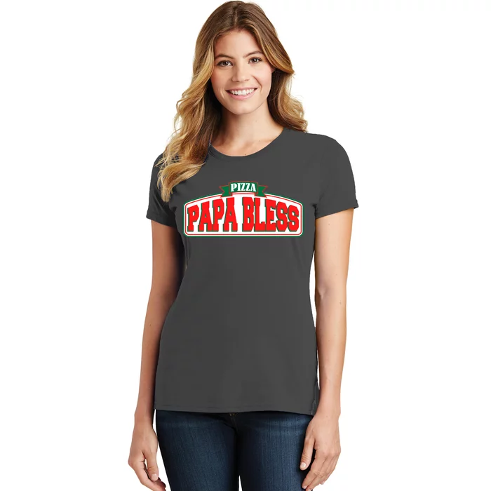 Papa Bless Pizza Funny Meme Prank Logo Women's T-Shirt