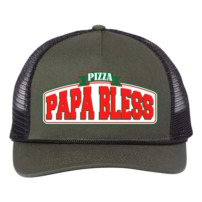 Papa Bless Pizza Funny Meme Prank Logo Retro Rope Trucker Hat Cap