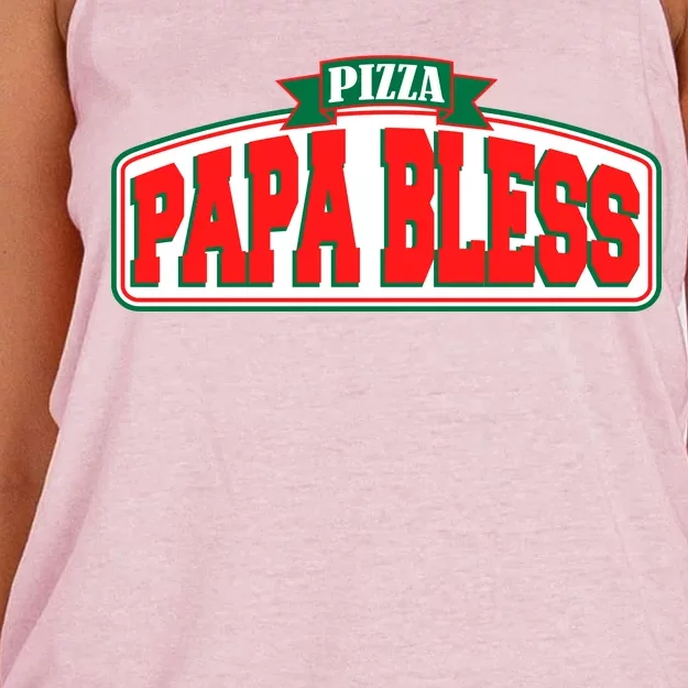 Papa Bless Pizza Funny Meme Prank Logo Women's Knotted Racerback Tank