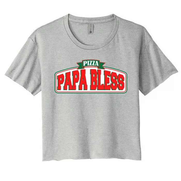 Papa Bless Pizza Funny Meme Prank Logo Women's Crop Top Tee