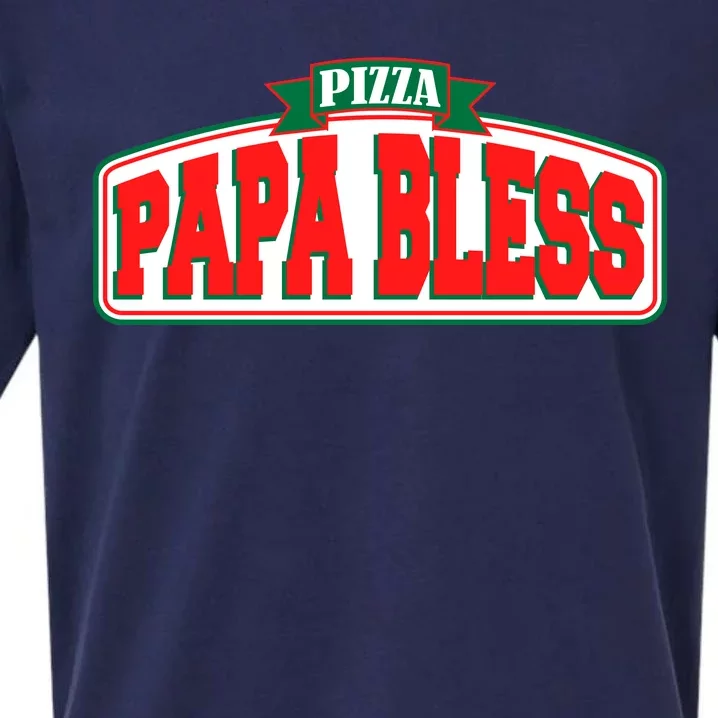 Papa Bless Pizza Funny Meme Prank Logo Sueded Cloud Jersey T-Shirt