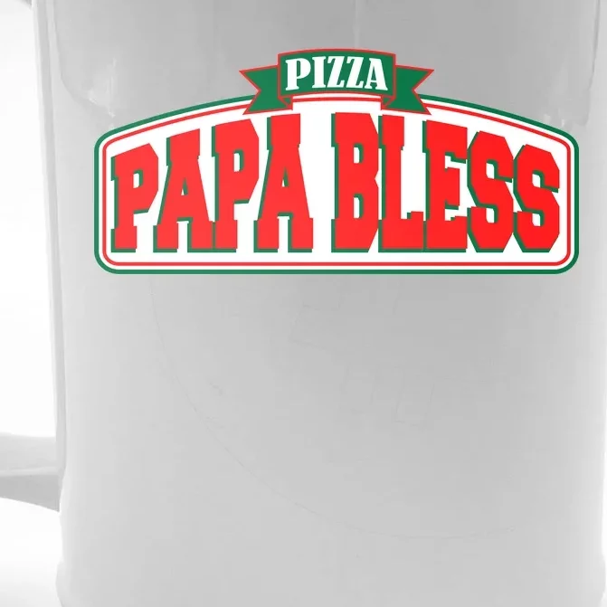 Papa Bless Pizza Funny Meme Prank Logo Front & Back Beer Stein