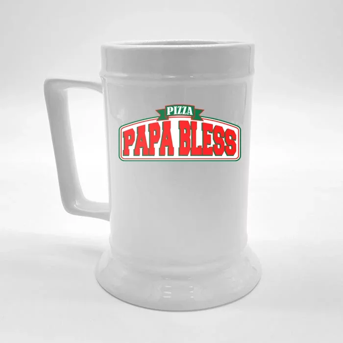 Papa Bless Pizza Funny Meme Prank Logo Front & Back Beer Stein