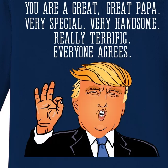 Papa Donald Trump Baby Long Sleeve Bodysuit