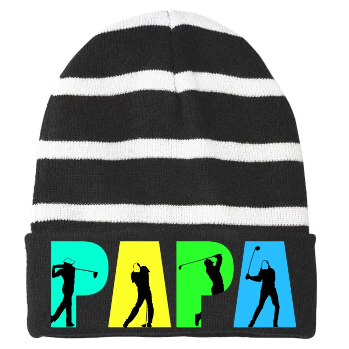 Papa Golfing Striped Beanie with Solid Band