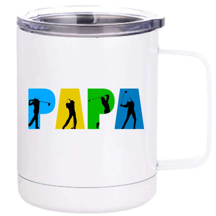 Papa Golfing Front & Back 12oz Stainless Steel Tumbler Cup