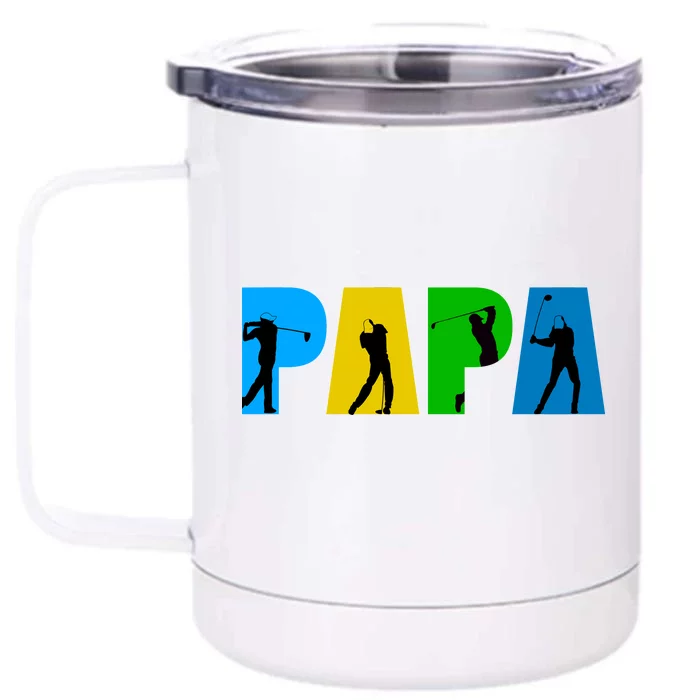 Papa Golfing Front & Back 12oz Stainless Steel Tumbler Cup