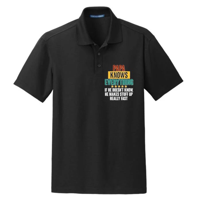 Papa Knows Everything No Matter What Dry Zone Grid Performance Polo