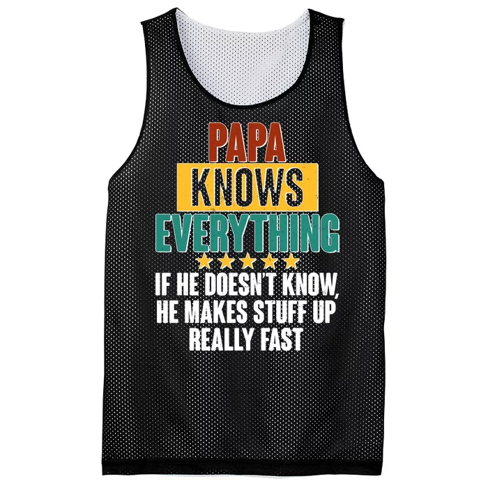 Papa Knows Everything No Matter What Mesh Reversible Basketball Jersey Tank