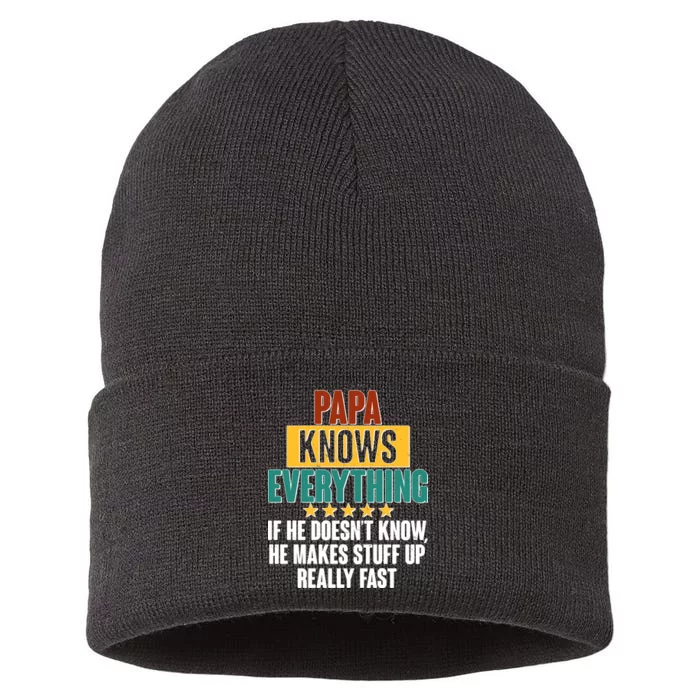 Papa Knows Everything No Matter What Sustainable Knit Beanie