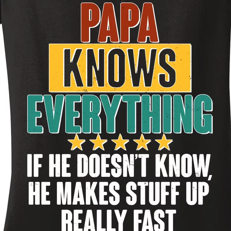 Papa Knows Everything No Matter What Women's V-Neck T-Shirt