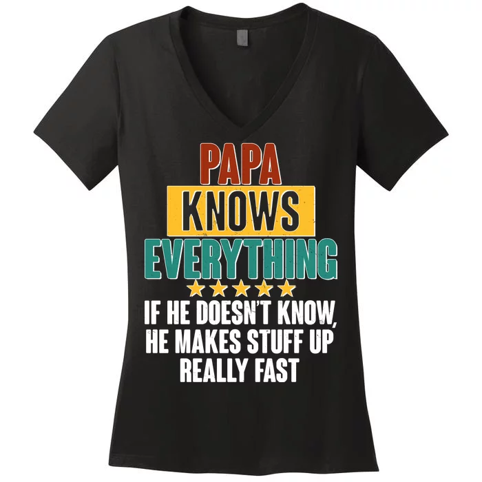 Papa Knows Everything No Matter What Women's V-Neck T-Shirt