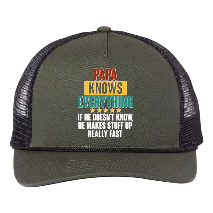 Papa Knows Everything No Matter What Retro Rope Trucker Hat Cap