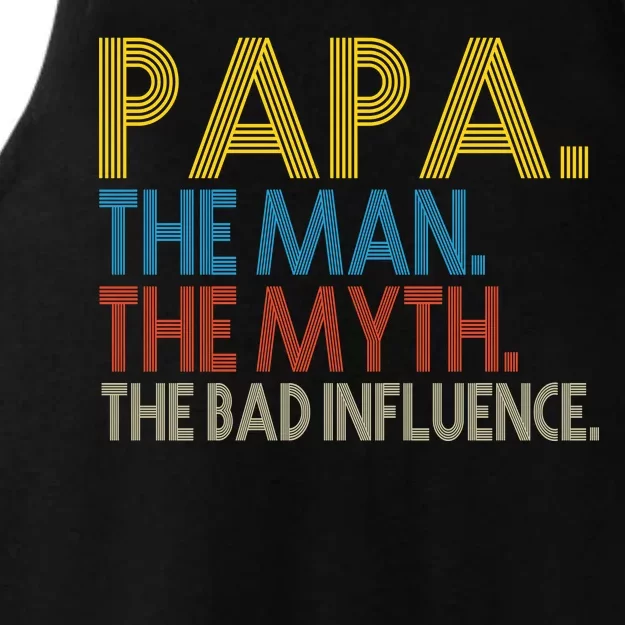 Papa Man Myth The Bad Influence Retro Ladies Tri-Blend Wicking Tank