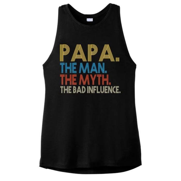 Papa Man Myth The Bad Influence Retro Ladies Tri-Blend Wicking Tank