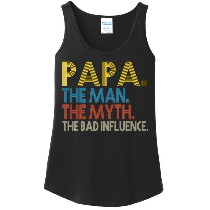 Papa Man Myth The Bad Influence Retro Ladies Essential Tank