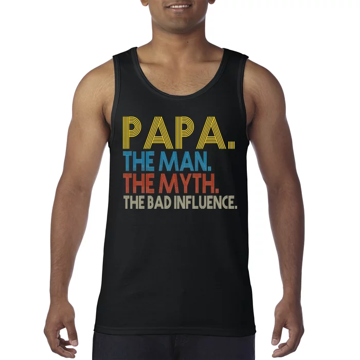 Papa Man Myth The Bad Influence Retro Tank Top