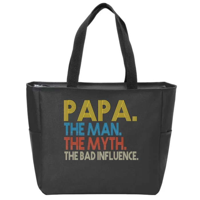 Papa Man Myth The Bad Influence Retro Zip Tote Bag