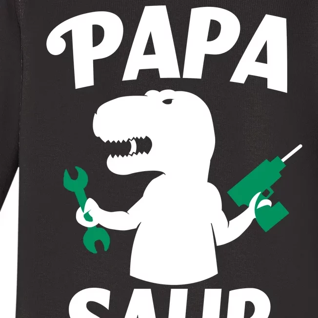 Papa Saur Fix Things Baby Long Sleeve Bodysuit