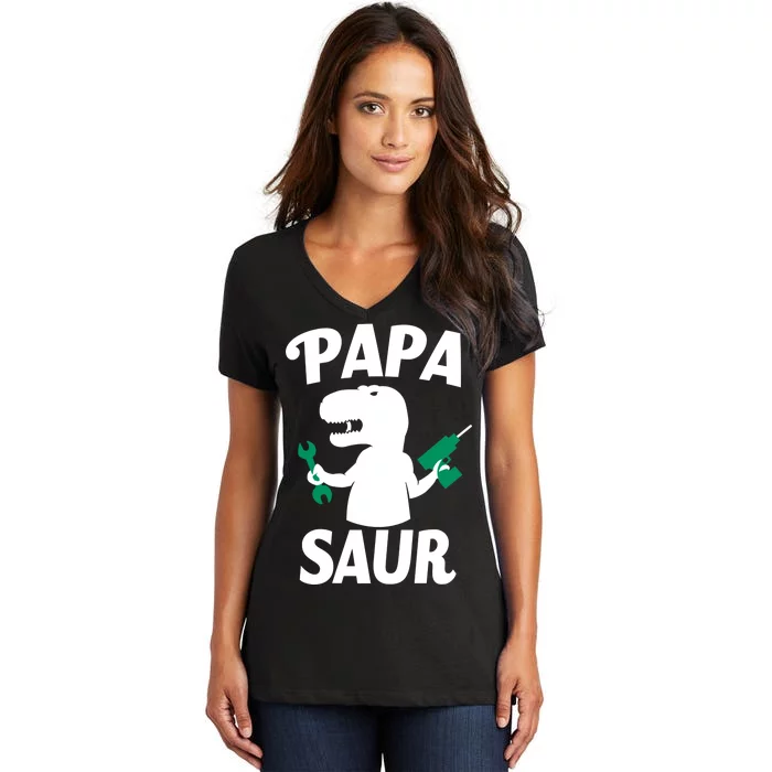 Papa Saur Fix Things Women's V-Neck T-Shirt