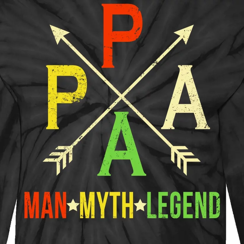 Papa The Man Myth Legend Arrow Cross Tie-Dye Long Sleeve Shirt