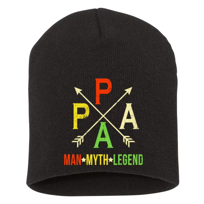 Papa The Man Myth Legend Arrow Cross Short Acrylic Beanie