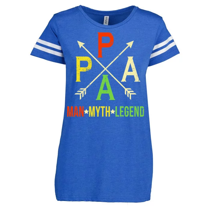 Papa The Man Myth Legend Arrow Cross Enza Ladies Jersey Football T-Shirt