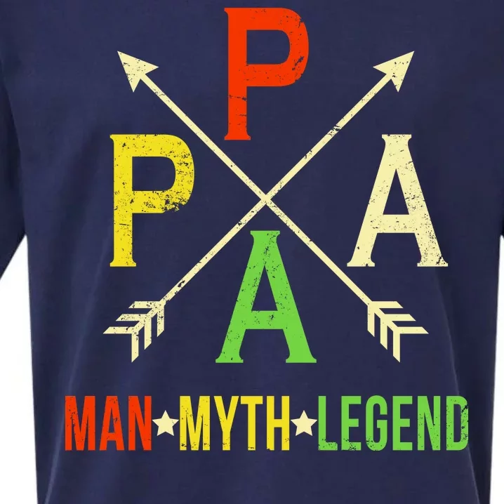 Papa The Man Myth Legend Arrow Cross Sueded Cloud Jersey T-Shirt