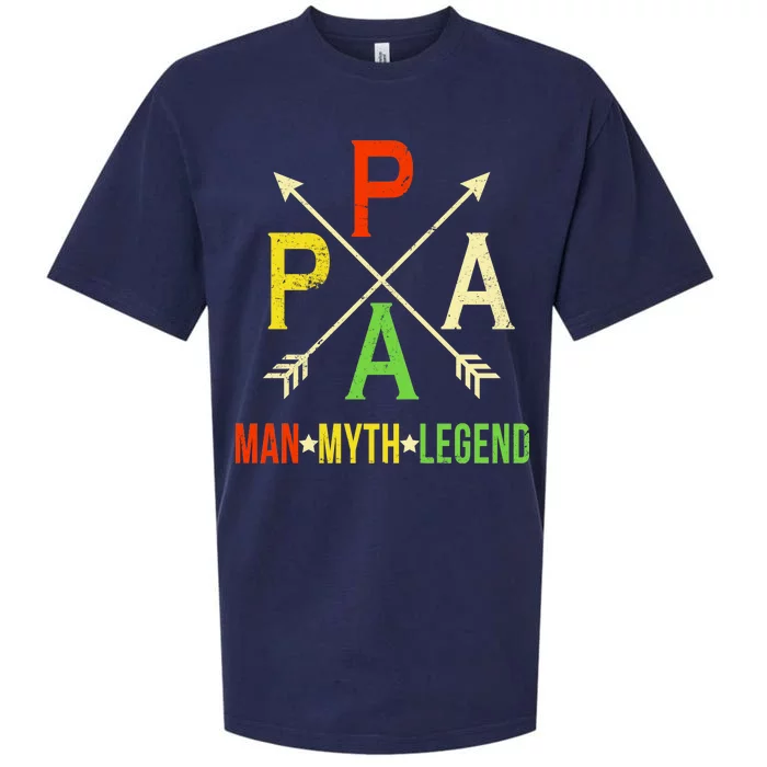 Papa The Man Myth Legend Arrow Cross Sueded Cloud Jersey T-Shirt