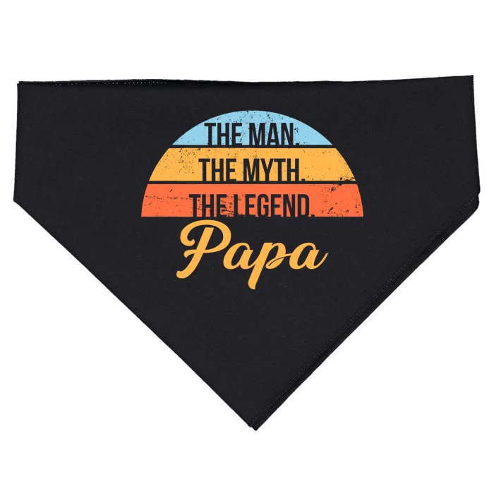 Papa The Man Myth Legend Retro USA-Made Doggie Bandana