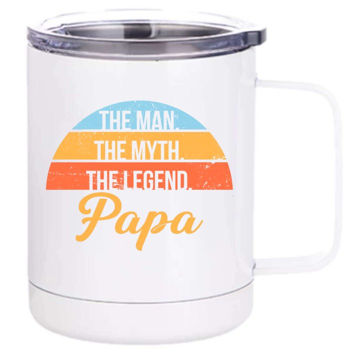 Papa The Man Myth Legend Retro Front & Back 12oz Stainless Steel Tumbler Cup