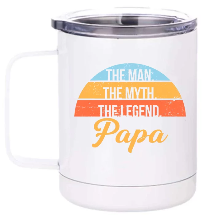 Papa The Man Myth Legend Retro Front & Back 12oz Stainless Steel Tumbler Cup