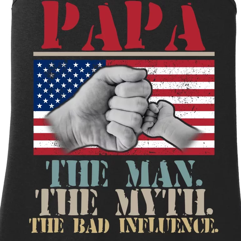 Papa The Man The Myth The Bad Influence Father's Day Ladies Essential Tank