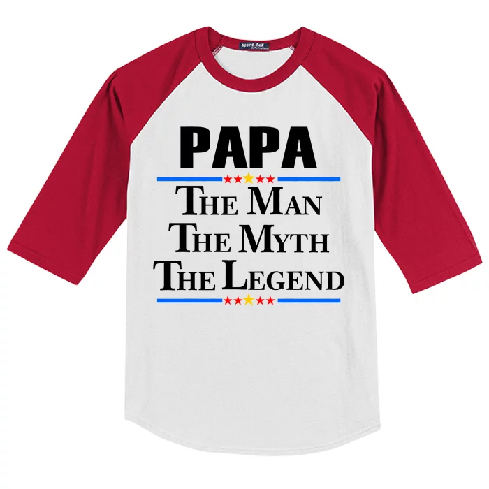 Papa The Man The Myth The Legend Kids Colorblock Raglan Jersey