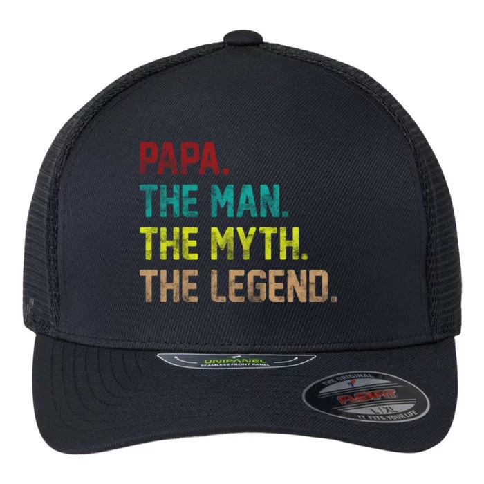 Papa The Man The Myth The Legend Vintage Flexfit Unipanel Trucker Cap