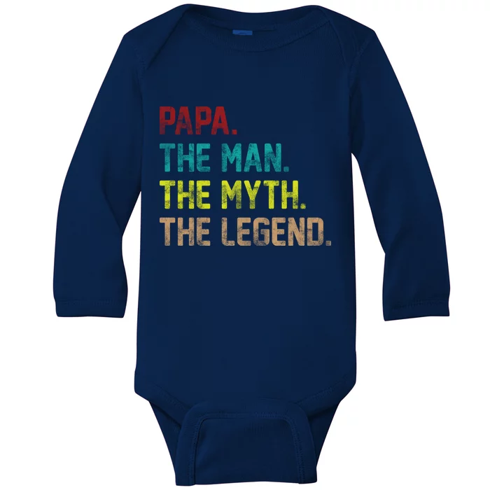 Papa The Man The Myth The Legend Vintage Baby Long Sleeve Bodysuit