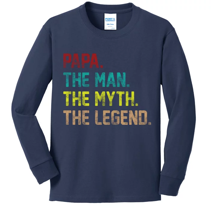 Papa The Man The Myth The Legend Vintage Kids Long Sleeve Shirt