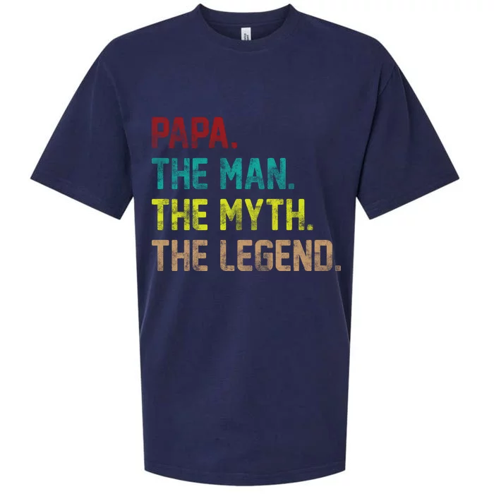 Papa The Man The Myth The Legend Vintage Sueded Cloud Jersey T-Shirt