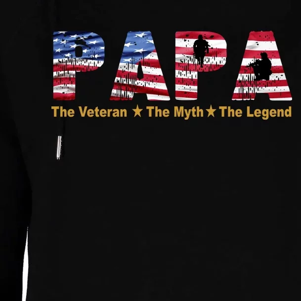 Papa The Veteran The Myth The Legend Womens Funnel Neck Pullover Hood