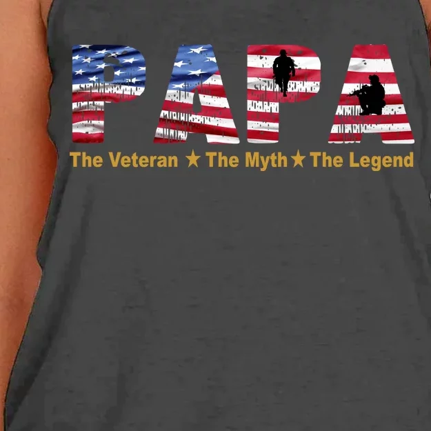 Papa The Veteran The Myth The Legend Women's Knotted Racerback Tank