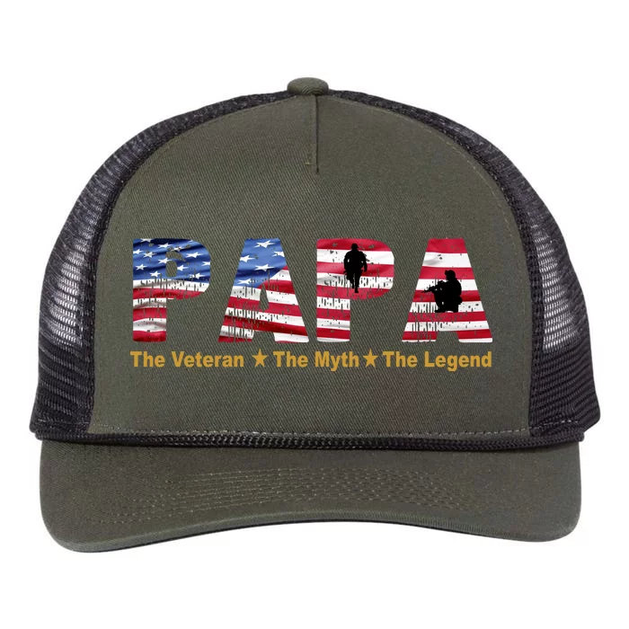 Papa The Veteran The Myth The Legend Retro Rope Trucker Hat Cap