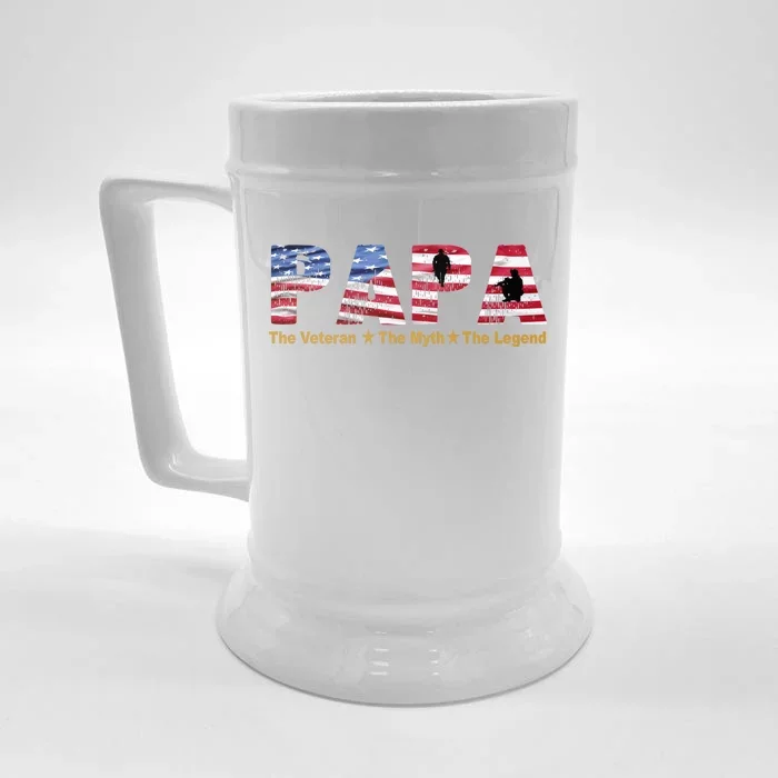 Papa The Veteran The Myth The Legend Front & Back Beer Stein