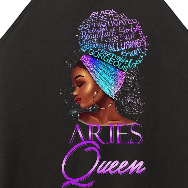 Purple Aries Queen African American Woman March April Zodiac Women’s Perfect Tri Rocker Tank