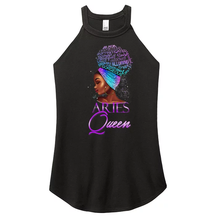 Purple Aries Queen African American Woman March April Zodiac Women’s Perfect Tri Rocker Tank